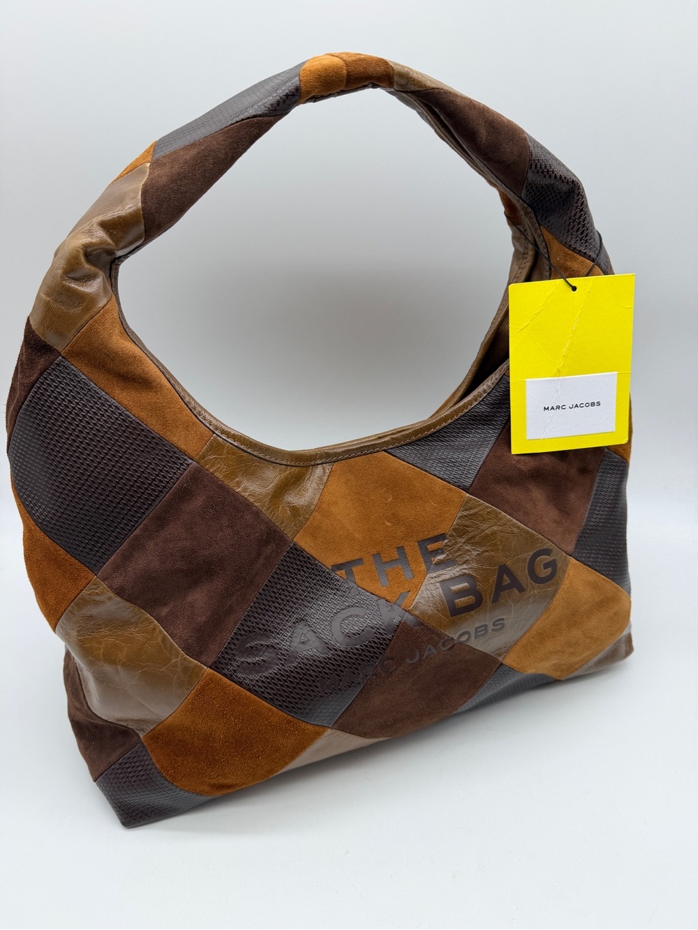 MARC JACOBS The Suede Patchwork Sack large hobo shoulder bag + Dust bag BROWN - Picture 10 of 16
